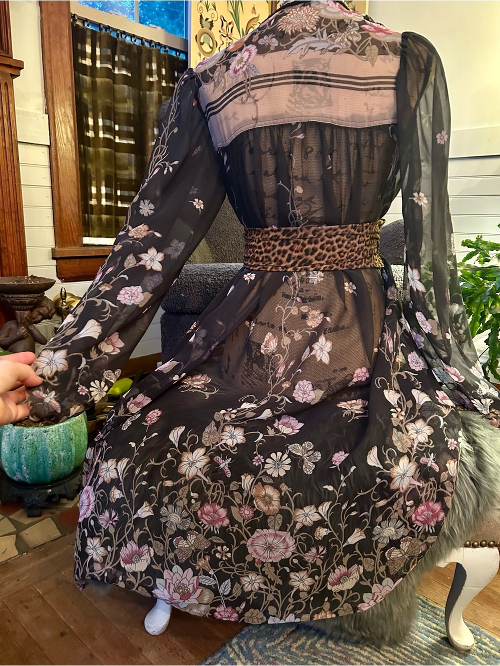 Handmade Whimsigoth Sheer Floral Maxi Dress Duster - Picture 8 of 16